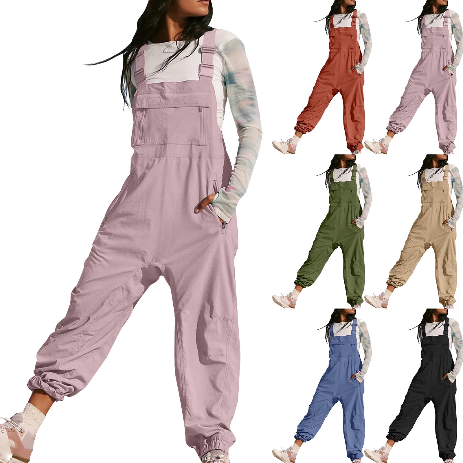 TrendVibe365 Jogger Overalls for Women Loose Fit Adjustable Suspender