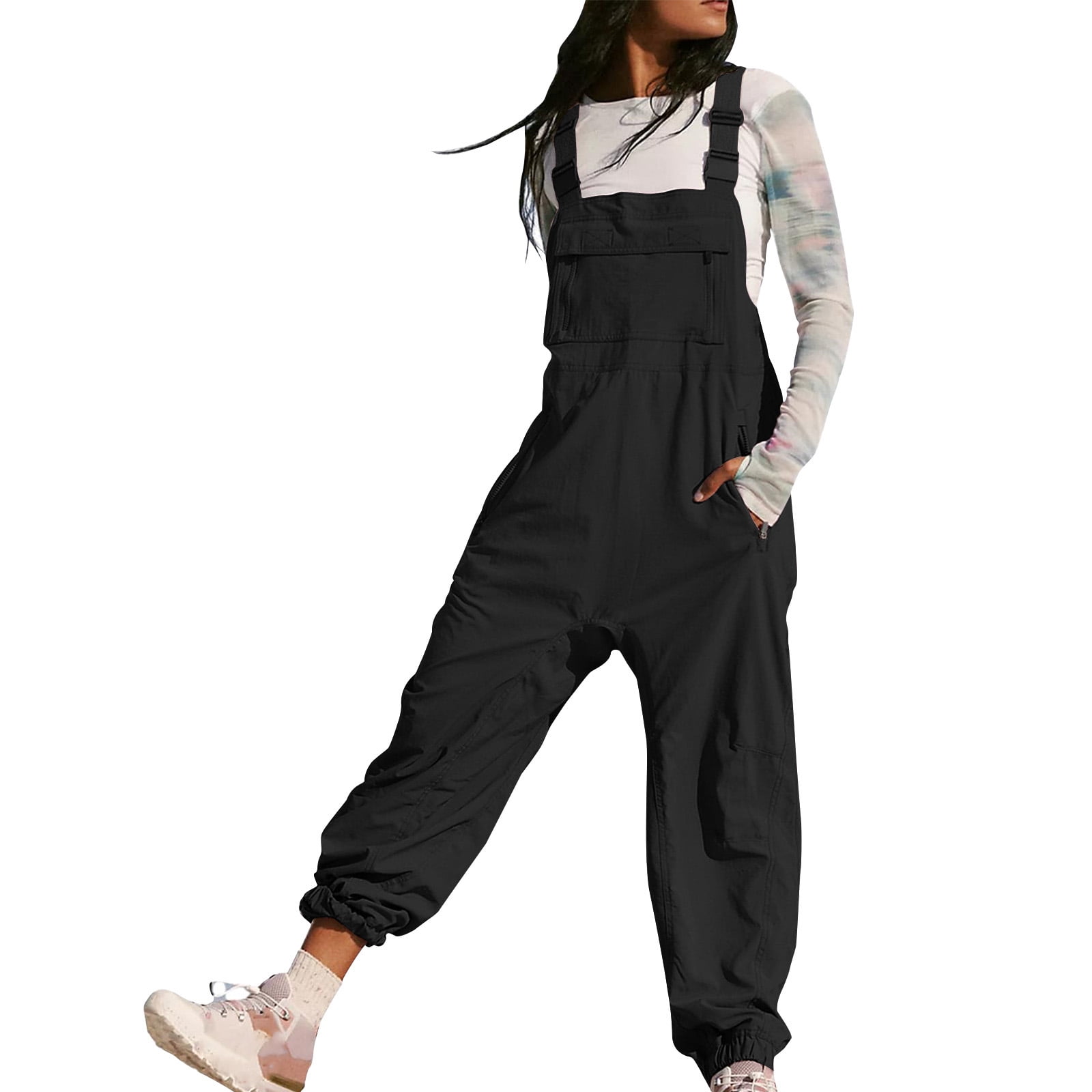 TrendVibe365 Jogger Overalls for Women Loose Fit Adjustable Suspender