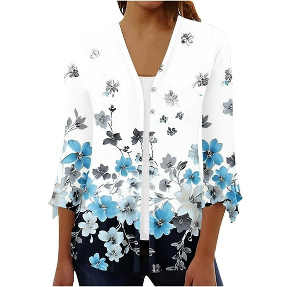 TrendVibe365 Kimono Cardigans for Women Fall Tie Dye Funny Tshirts Loose Fit 3/4 Sleeve Shawl Collar Tops Sexy Clothes Lightweight Everyday Wear Beach Vacation Outfits Going Out Cardigan
