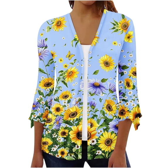 TrendVibe365 Kimono Cardigans for Women Fall Tie Dye Funny Tshirts Loose Fit 3/4 Sleeve Shawl Collar Tops Sexy Clothes Lightweight Everyday Wear Beach Vacation Outfits Going Out Cardigan