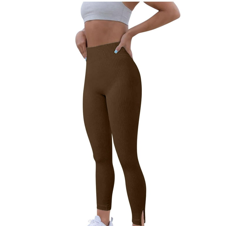 TrendVibe365 Ladies Leggings Light Colors High Waist Yoga Pants Soild  Scrunch Butt Winter Pants Exercise Elastic Stretch Fall Leggings Casual  Workout