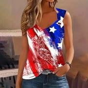TrendVibe365 Ladies Sleeveless Patriotic Tops Women Tank Tops American Flag Vintage Summer Shirts Scoop Neck Memorial Day Tees Sleeveless Patriotic Blouse Loose Fit Pullovers Casual Clothing