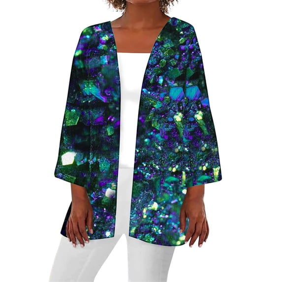 TrendVibe365 Lightweight Cardigans for Women Summer Open Front 3/4 Sleeve Shirts Button Loose Casual Blouse Draped Flowy Cover Up Everyday Wear Beach Vacation Outfits Trendy Going Out Cardigan