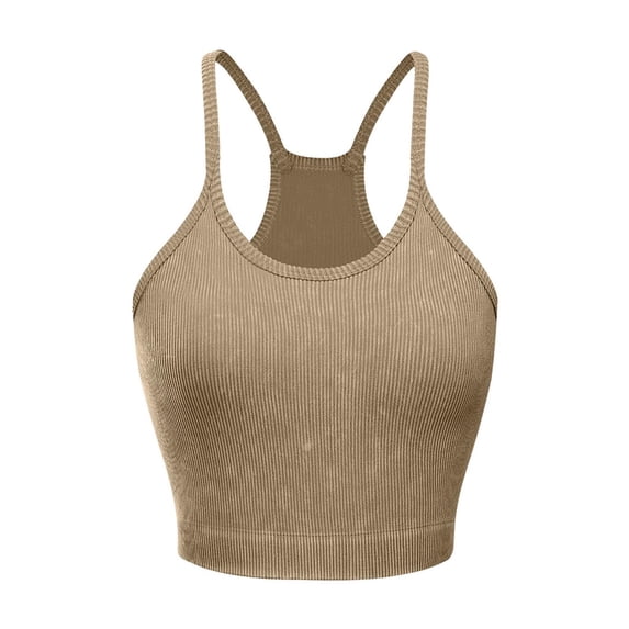 successthop Long Line Sports Bra Women Ribbed Knit Wireless Push up Underoutfit Bralette Padded High Neck Racerback Spaghetti Strap Supportive Longline Corset Bra Crop Cami Top Comfortable Lingerie