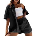 thumbnail image 1 of TrendVibe365 Lounge Sets for Women 2 Piece Solid Color Crewneck Sleeveless Cardigan Shirts and Shorts Basic Travel Pajamas Lounge Set Loungewear Summer Outfits, 1 of 5