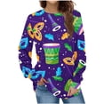 thumbnail image 1 of TrendVibe365 Mardi Gras Outfit for Women Sweatshirts Mardi Gras Mask Feathers Carnival Gifts Tshirts Long Sleeve New Orleans Pullovers Round Neck Themed Tops Loose Basic Blouse Outfits, 1 of 2