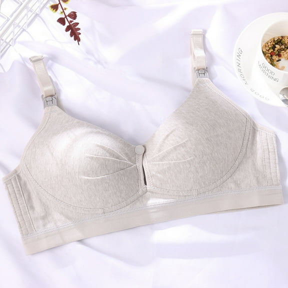 successthop Maternity Bras for Breastfeeding Womens Nursing No Underwire Push up Bralettes Padded Button Front Adjustable Strap Corset Bra Full Coverage Crop Cami Top Comfy Underwear Gray 38