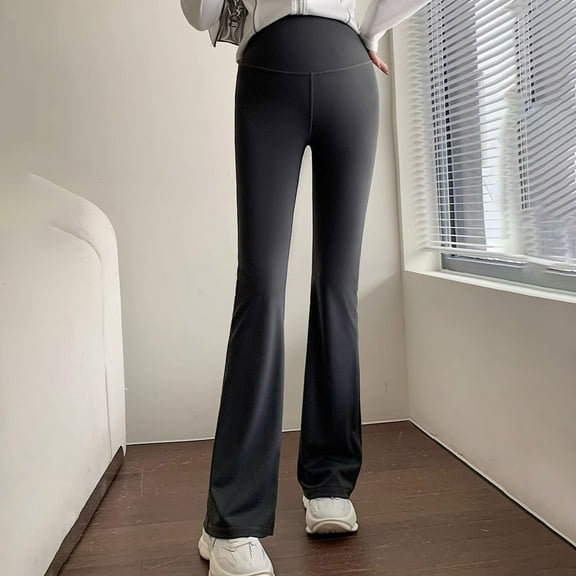 successthop Maternity Summer Clothes Gray High Waisted Maternity Pants Full Length Trouser Curvy Flare Beach Pants for Mother No Compression of the Stomach Solid Yoga L Breathable Casual Clothes