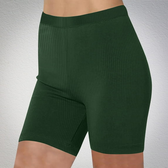 successthop Mountain Bike Shorts Womens Ribbed Knit Yoga Stretchy Short Leggings Gym High Waisted Short Shorts Pants Butt Lifting Skinny Summer Pull on Elastic Waist Tights Comfy