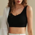thumbnail image 1 of TrendVibe365 No Underwire Bras for Women Scalloped No Wire Push up Bralettes Padded Triangle Wide Strap Corset Full Coverage Crop Tank Top Sexy Lingerie Black XL, 1 of 5