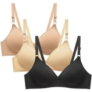 TrendVibe365 No Wire Bras for Women Multipack No Underwire Push up Seamless Bralettes Triangle Adjustable Strap Small Chested Crop Cami Top Cute Lingerie Gold L