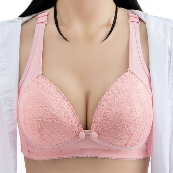 TrendVibe365 Nursing Bras for Breastfeeding Womens Nursing Wireless Push up Bralettes Padded Button Front Adjustable Strap Bustier Full Coverage Crop Cami Top Sexy Shapewear Red 42