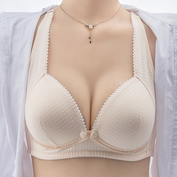 successthop Nursing Bras Womens Nursing Wireless Push up Bralettes Padded Button Front Adjustable Strap Bustier Full Coverage Crop Cami Top Comfortable Lingerie Nude 42