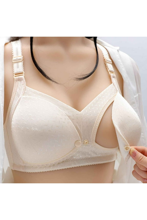 Nursing Bras Womens Pregnancy Cotton No Wire Push up Bralette Padded Button Front Adjustable Strap Corset Top Full Coverage Crop Cami Top Cute Underwear White XL