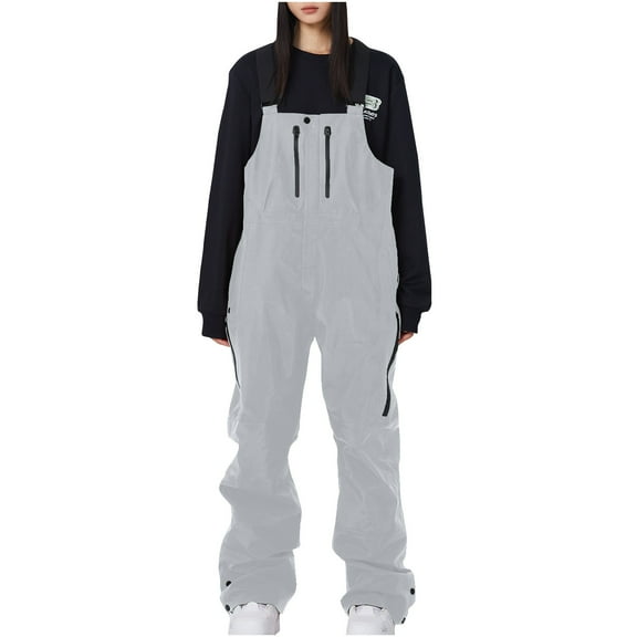 successthop One Piece Jumpsuits for Women with Pockets Ski Pants Windproof Single Double Skateboarding Skiwear Warm Fashionable Skiwear Clothes Pants Gray M