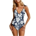 thumbnail image 1 of TrendVibe365 One Piece Swimsuit Women Romper Boyshorts One Shoulder Bathing Suits Modest Hawaiian Beach Floral Retro Vintage Cutout Boyshort Swimwear Sexy Slimming Beachwear, 1 of 4