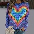thumbnail image 1 of successthop Oversized Crewneck Sweatshirt Women Valentines Day Tie Dye Gradient Heart Holiday Gifts Tees Long Sleeve Tops Crew Neck Shirts Spring Vintage Novelty Tees Clothes Multi-color L(US=8), 1 of 3