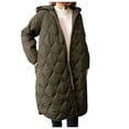 thumbnail image 1 of successthop Packable Puffer Jacket Women Long Oversized Green Long Sleeve Down Jacket No Hood Long Winter Coats Packable Warm Outerwear Plain Thick Coat Zip Winter Clothes with Pockets Tops, 1 of 5