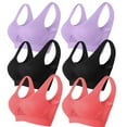 thumbnail image 1 of successthop Padded Sports Bras for Women Pack of 6 Mesh Wireless Push up Bralettes Padded U Back Wide Strap Supportive Bustier Full Coverage Crop Tank Top Comfy Shapewear Black XL, 1 of 2
