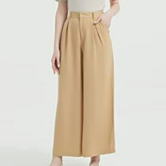 TrendVibe365 Palazzo Pants for Women Casual Summer Beach Wide Leg Pants High Rise Palazzo Gaucho Long Pants Loose Fit Flowy Trendy Pull on Elastic Waistband Trousers w Pockets Boho Vacation