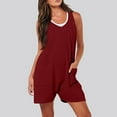 thumbnail image 1 of TrendVibe365 Pants Rompers for Women Wine Pants Solid V Neck Hot Shot Jumpsuits Tank Shorts Sleeveless Overalls with Pockets One Piece Free Lookalikes, 1 of 7
