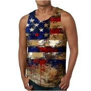 TrendVibe365 Patriotic Tank Top Men Muscle Shirts American Flag Distressed Running Shirts Fourth of July Sleeveless Tee Tops Basic Crew Neck Big and Tall Vacation T Shirts Apparel