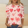 thumbnail image 1 of successthop Pink 3/4 Sleeve Tops for Women with Crew Neck Valentines Womens Tops Plus Size Polyester Casual Love Heart Printed Lover Gift Blouse Tops for Valentines Gifts L, 1 of 5