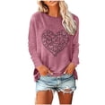 thumbnail image 1 of successthop Pink Long Sleeve T Shirt Women Lightweight Valentines Day Clothes Round Neck Polyester Casual Love Heart Printed Lover Gift Blouse Tops for Valentines Gifts S, 1 of 5