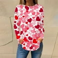 thumbnail image 1 of TrendVibe365 Pink Womens Tunic Tops Long Sleeve Plus Size Valentines Day Clothes Plus Size Long Crew Neck Polyester Casual Love Heart Printed for Leggings for Valentines Gifts S, 1 of 5