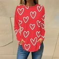 thumbnail image 1 of successthop Red Long Sleeve Tops for Women Plus Size Holiday Tops Valentines Day Clothes Plus Size Tunic with Crew Neck Polyester Casual Love Heart Printed for Leggings for Valentines Gifts S, 1 of 5