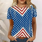 TrendVibe365 Red White and Blue Shirts for Women USA Flag Summer Tshirts Crew Neck Veteran Tops Short Sleeve Faith Pullover Loose Fit Blouses Resort Trendy Clothes