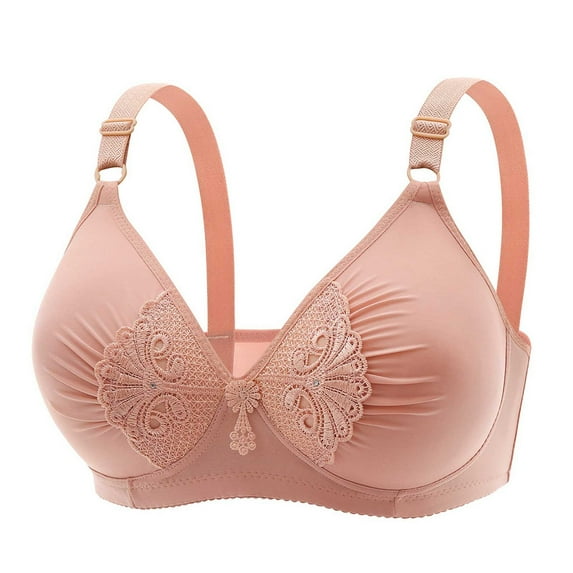 TrendVibe365 Sexy Bras for Women Floral Wirefree Push up Bralettes Padded Triangle Adjustable Strap Corset Full Coverage Crop Cami Top Comfy Underwear Pink M