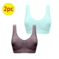thumbnail image 1 of successthop Sport Bras for Women Pack of 2 Sleep No Wire Push up Tshirt Bralette Padded U Back Wide Strap Support Bustier Full Coverage Crop Tank Top Comfortable Lingerie Blue L, 1 of 3