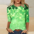 thumbnail image 1 of TrendVibe365 St Patricks Day Ladies Tops and Blouses 3/4 Sleeve Green Plus Size with Crew Neck Polyester Casual St. Patricks Day Blouse Tops for Irish Themed Gifts 4XL, 1 of 5