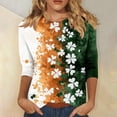 thumbnail image 1 of successthop St Patricks Day Womens Plus Size Tops 3/4 Sleeve Green Crew Neck Polyester Casual St. Patricks Day Blouse Tops for Irish Themed Gifts L, 1 of 5