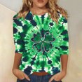 thumbnail image 1 of TrendVibe365 St Patricks Day Womens Plus Size Tops 3/4 Sleeve Loose Green Crew Neck Polyester Casual St. Patricks Day Blouse Tops for Irish Themed Gifts L, 1 of 5