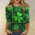 thumbnail image 1 of TrendVibe365 St Patricks Day Womens Tops 3/4 Sleeve T Shirt Green Plus Size Crew Neck Polyester Casual St. Patricks Day Blouse Tops for Irish Themed Gifts 2XL, 1 of 5