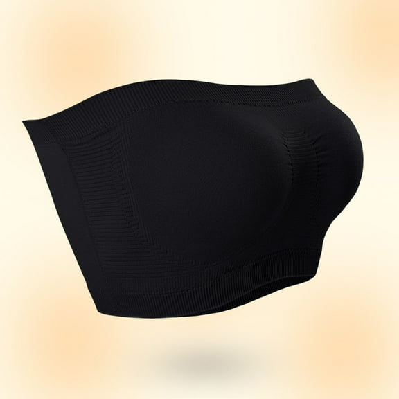 successthop Strapless Push up Bra Women Plus Size Tube Top Stretchy Wireless Push up Underoutfit Bralette Padded Corset Bra Full Coverage Cute Shapewear Black 3XL