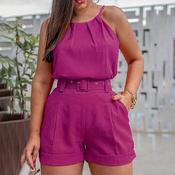 TrendVibe365 Summer Outfits for Women 2 Piece Shorts Solid Color Croped Crewneck Sleeveless Cami Shirts and Shorts Basic Travel Pajamas Lounge Set Loungewear Summer Outfits