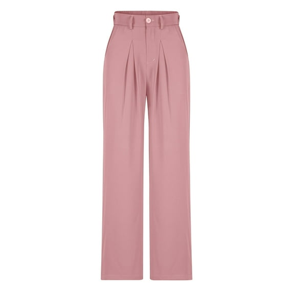 TrendVibe365 Summer Pants Womens Work Office Business Dressy Slacks Trousers Summer Pants Athletic High Waisted Straight Leg Long Pants Loose Fit Trendy Pull on Elastic Waistband Trousers w Pockets
