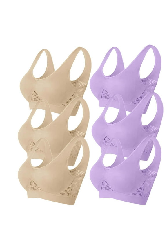 Support Bras for Women Full Coverage and Lift Multipack Mesh No Wire Push up Bralette Padded U Back Wide Strap Support Corset Top Full Coverage Crop Tank Top Comfortable Lingerie Brown