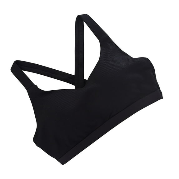 successthop Supportive Sports Bras for Women Ribbed Knit Wireless Push up No Show Bralette Padded Criss-Cross Back Support Full Coverage Sexy Lingerie Black S