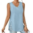 thumbnail image 1 of successthop Tank Tops for Women Summer Tunic Solid Split Curvy Hem Shirts Sleeveless Tees Blouse V Neck Tshirts Loose Fit Pullovers Clothes, 1 of 6