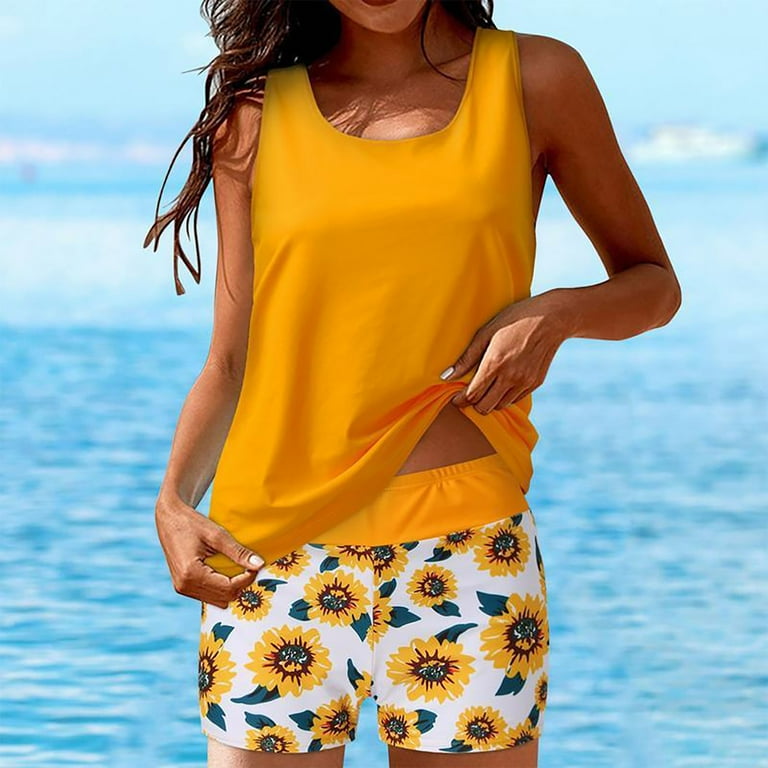 Padded tankini with shorts sale