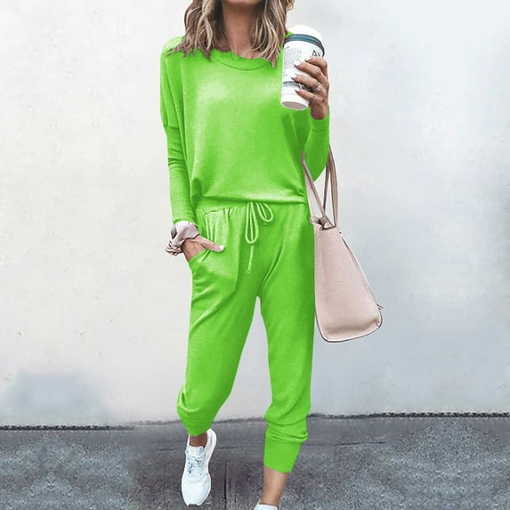 successthop Tracksuit for Women Set Plus Size Solid Color Crewneck Long Sleeve Shirts and Jogger Sweatpants Fit Workout Outfits Activewear Tracksuit Jogging Suits Sweatsuits