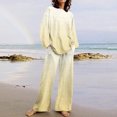 thumbnail image 1 of TrendVibe365 Two Piece Lounge Set Wide Leg Gradient Crewneck Long Sleeve Shirts and Wide Leg Long Pants Casual Travel Pajamas Lounge Set Loungewear Summer Outfits, 1 of 5