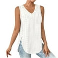 thumbnail image 1 of successthop V Neck Tank Tops for Women Summer Tunic Plain Split Curvy Hem Shirts Sleeveless Tees Blouse V Neck Tshirts Loose Fit Pullovers Outfits, 1 of 8