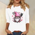 thumbnail image 1 of TrendVibe365 Valentines Day Clothes 3/4 Womens Shirts Casual Plus Size with Crew Neck Polyester Casual Love Heart Printed Lover Gift Blouse Tops for Valentines Gifts Pink M, 1 of 4