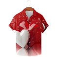 thumbnail image 1 of successthop Valentines Day Clothes Button down Shirt Men Short Sleeve Plus Size Polyester Casual Button up Love Heart Printed Lover Gift Blouse Tops for Valentines Gifts Pink XL, 1 of 5