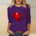 thumbnail image 1 of TrendVibe365 Valentines Day Clothes Womens Tops 3/4 Sleeve T Shirt Plus Size with Crew Neck Polyester Casual Love Heart Printed Lover Gift Blouse Tops for Valentines Gifts Pink 3XL, 1 of 4